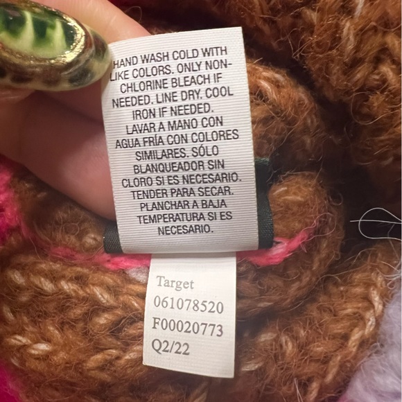 WILD FABLE Colorblock Neon Pink & Brown Chunky Knit Beanie Winter Hat Accesory - Picture 15 of 16